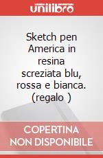Sketch pen America in resina screziata blu, rossa e bianca. (regalo ) articolo cartoleria