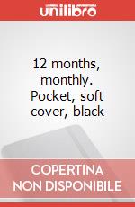 12 months, monthly. Pocket, soft cover, black articolo cartoleria