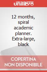 12 months, spiral academic planner. Extra-large, black articolo cartoleria