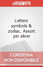 Letters symbols & zodiac. Assort pin silver articolo cartoleria