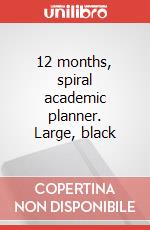 12 months, spiral academic planner. Large, black articolo cartoleria