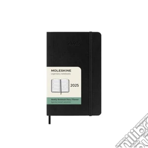 12 months, weekly, horizontal. Pocket, soft cover, black