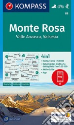 Carta escursionistica n. 88 - Monte Rosa, Valle Anzasca, Valsesia con guida 1:50.000. Ediz. italiana, tedesca e inglese articolo cartoleria
