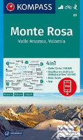 Carta escursionistica n. 88 - Monte Rosa, Valle Anzasca, Valsesia con guida 1:50.000. Ediz. italiana, tedesca e inglese art vari a