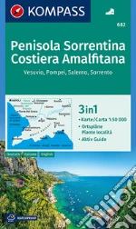 Carta escursionistica n. 682. Penisola Sorrentina, Costiera Amalfitana, Vesuvio, Pompei, Salerno, Sorrento 1:50.00. Ediz. italiana, tedesca e inglese art vari a