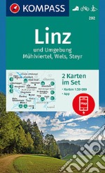Carta escursionistica n. 202. Linz und umgebung, Mühlviertel, Wels, Steyr 1:50.000 (set di 2 carte) articolo cartoleria