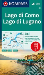 Carta escursionistica n. 91. Lago di Como, Lago di Lugano, 1:50.000. Ediz. italiana, tedesca e inglese articolo cartoleria