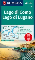 Carta escursionistica n. 91. Lago di Como, Lago di Lugano, 1:50.000. Ediz. italiana, tedesca e inglese art vari a