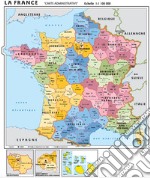 Francia 1:1.100.000. Carta murale scolastica fisico/politica con aste. Ediz. per la scuola articolo cartoleria