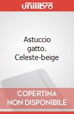 Astuccio gatto. Celeste-beige art vari a