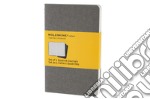Set of 3 squared cahier journals. Light warm grey. Pocket articolo cartoleria
