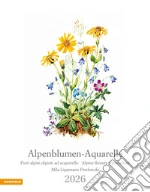 Alpenblumen-Aquarelle. Fiori alpini dipinti ad acquerello. Calendario grande 2026 art vari a