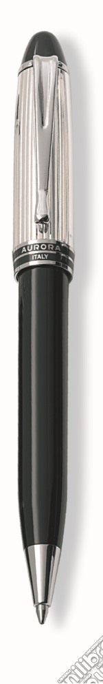 Penna a sfera in resina, cap. in argento massiccio 925‰, cesello lineare. nera. articolo cartoleria di aurora