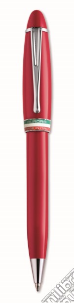 Penna a sfera Italia, in resina rosso,anello in lacca tricolore e finiture cromate articolo cartoleria
