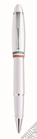 Roller Italia, in resina bianca,anello in lacca tricolore e finiture cromate articolo cartoleria