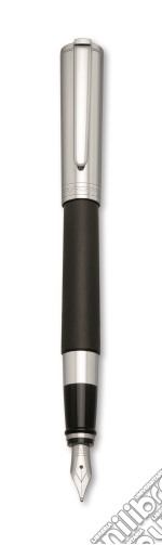 Penna stilografica con cappuccio cromato. corpo in resina nera matt. pennino in acciaio (ef,f,m,b)