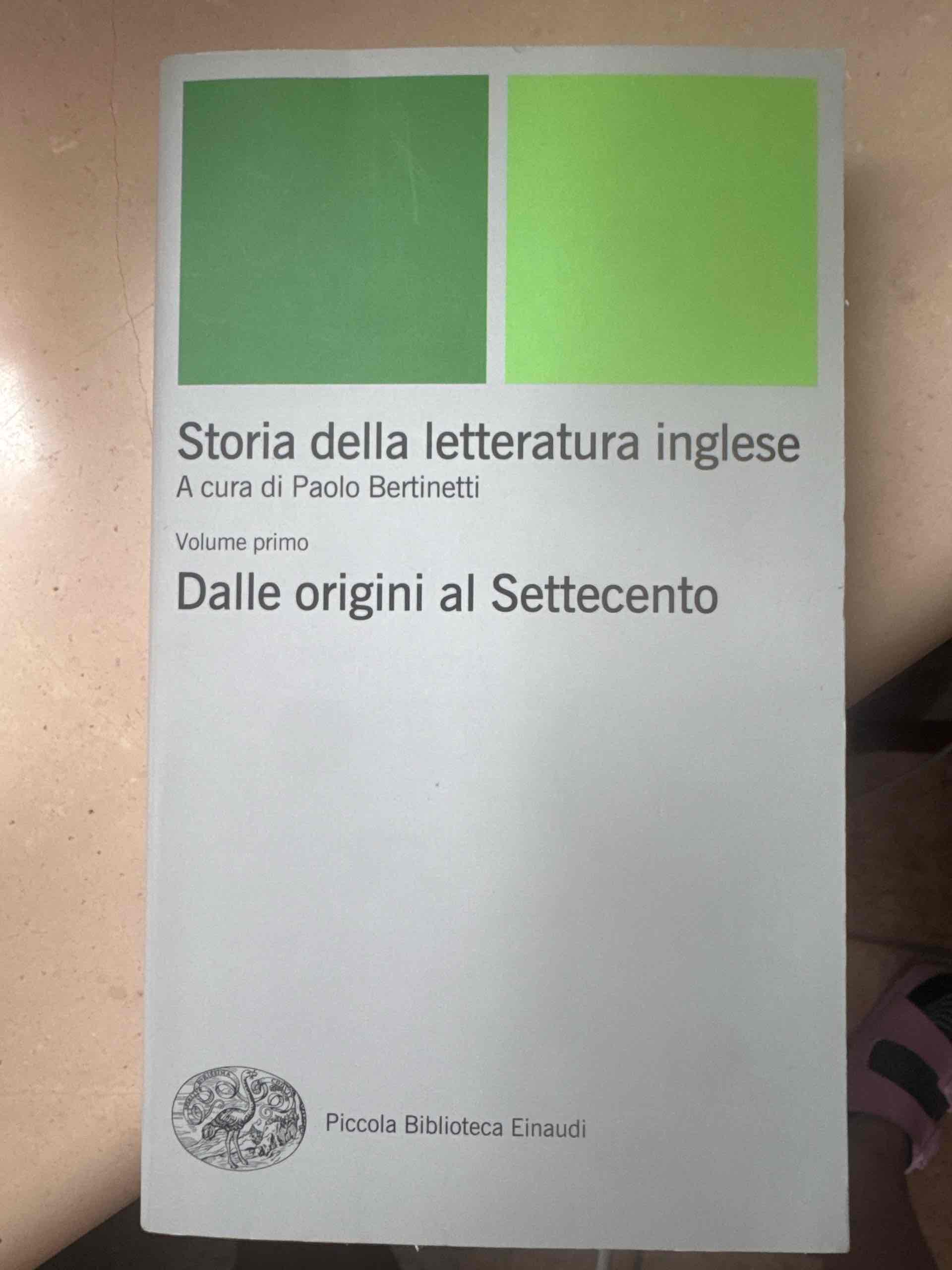 storia della letteratura inglese dalle origini al settecento libro usato
