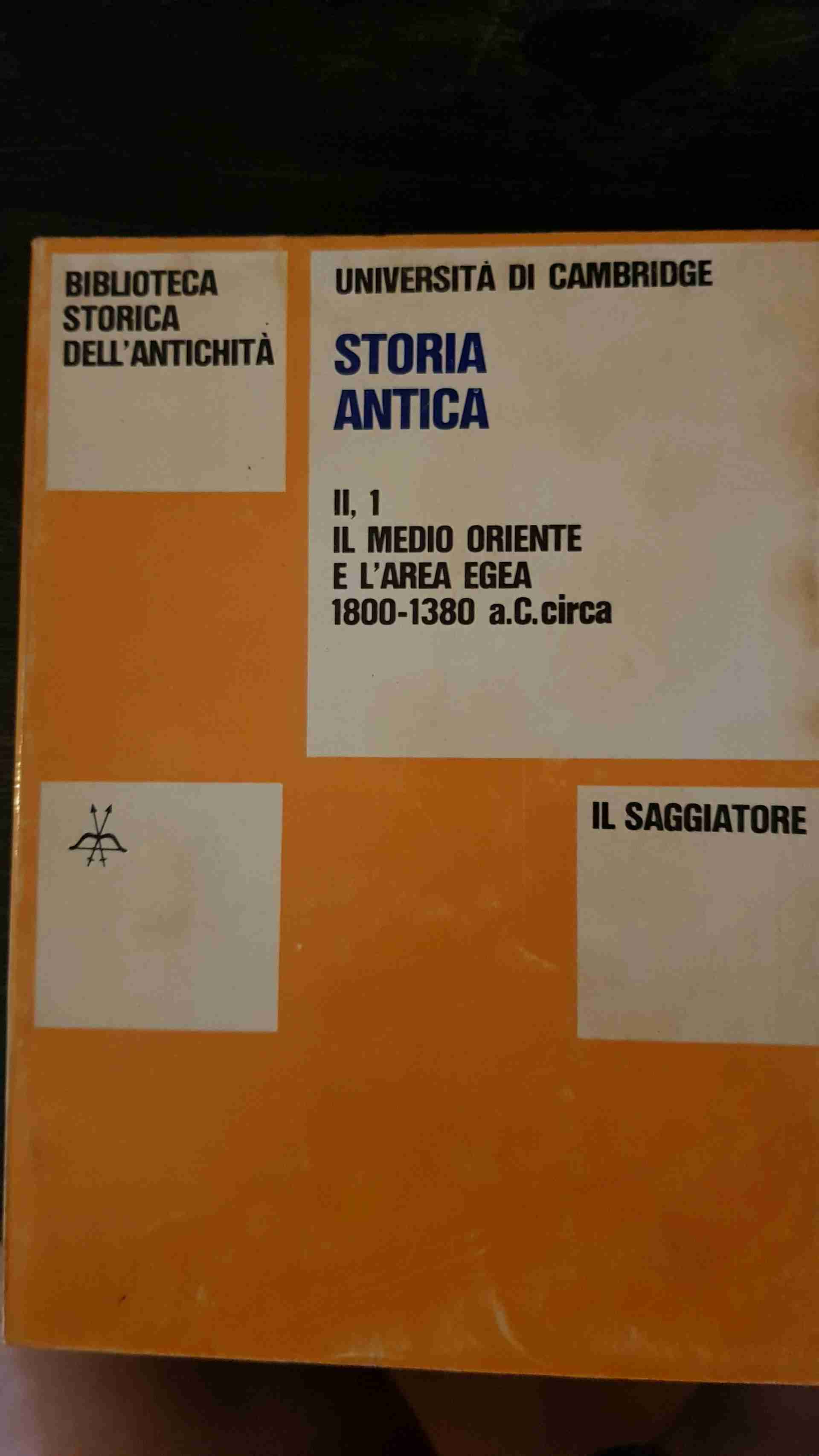 Storia antica volume II,1 Il medio oriente e l'area egea -1800 - 1380 A.C circa libro usato