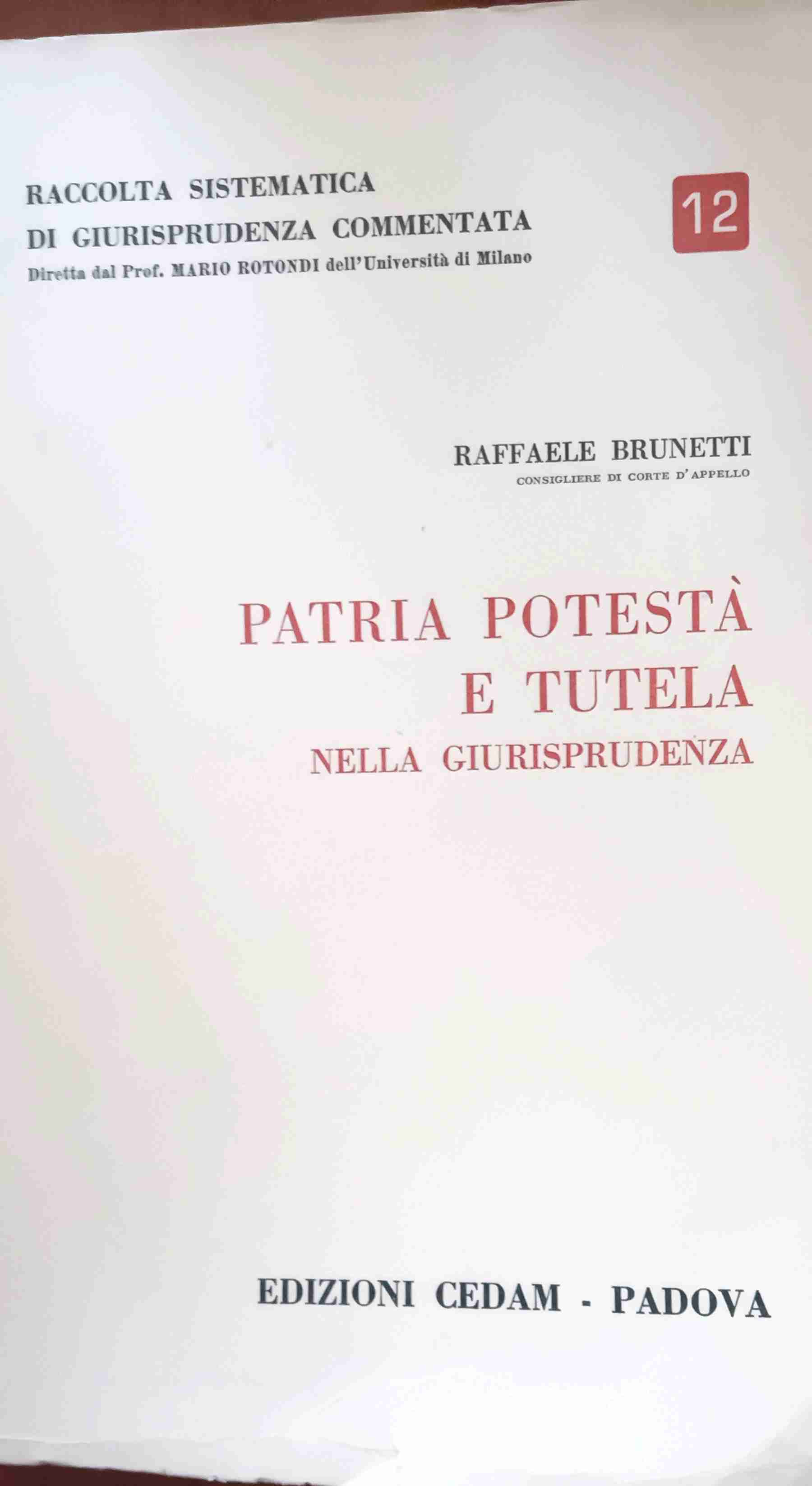 PATRIA POTESTA' E TUTELA NELLA GIURISPRUDENZA libro usato