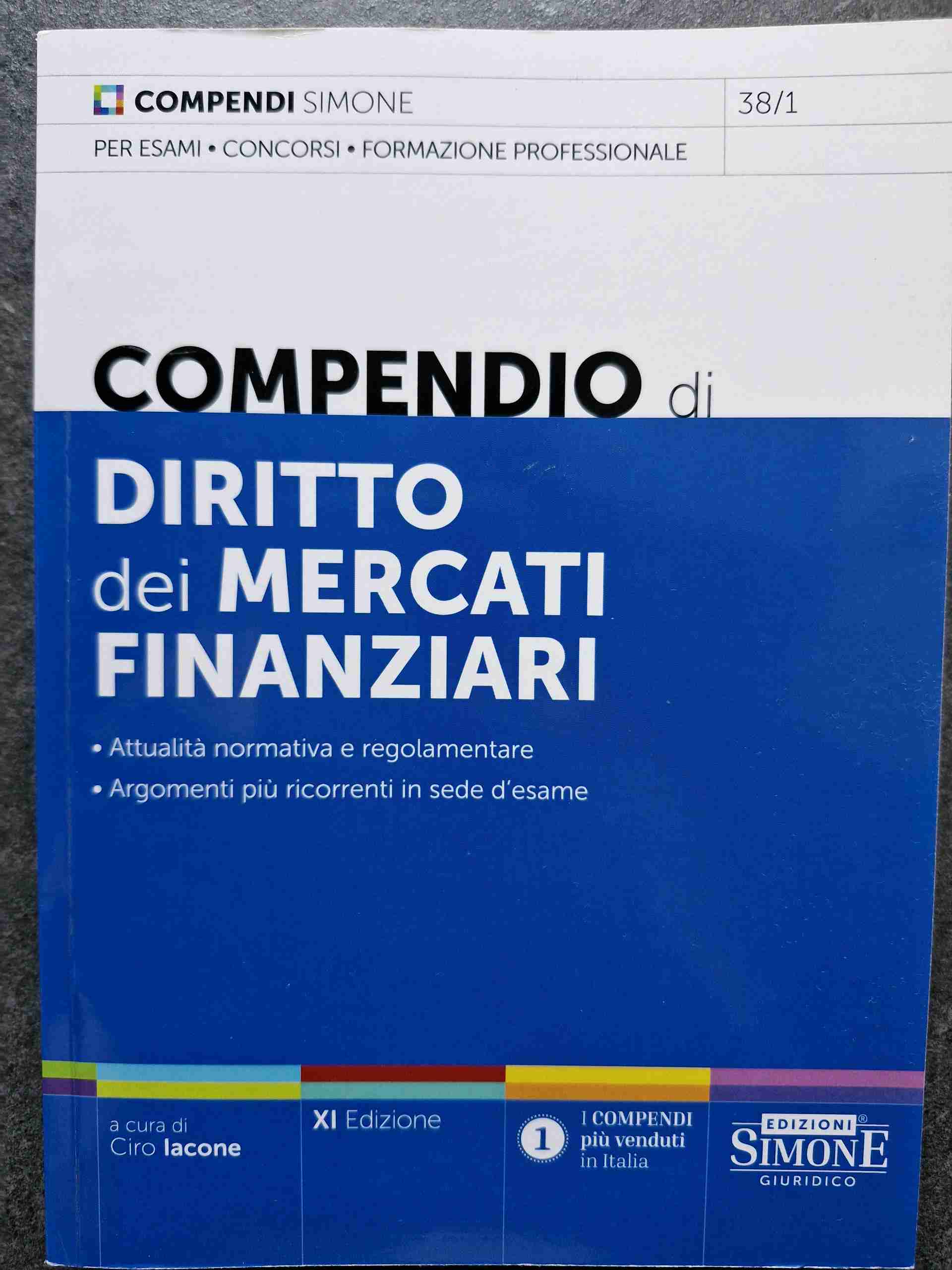 Compendio di diritto dei mercati finanziari libro usato