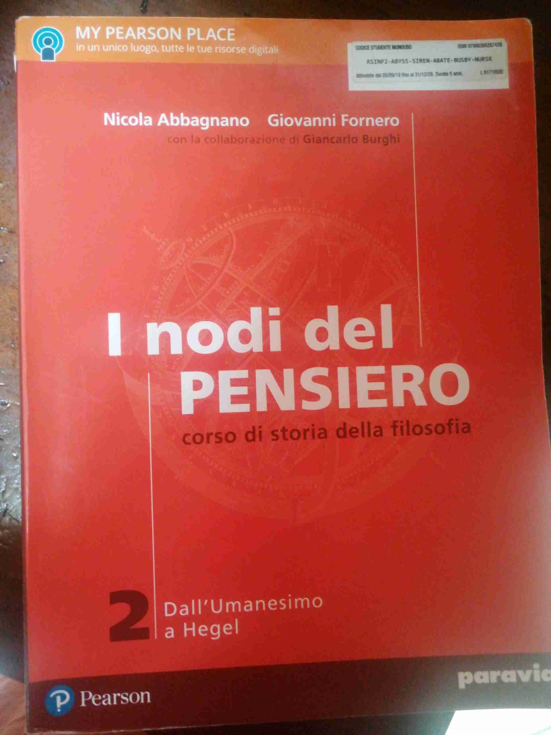 Nodi del pensiero. Per le Scuole superiori. Con e-book. Con espansione online (I). Vol. 2: Dall'umanesimo a Hegel libro usato